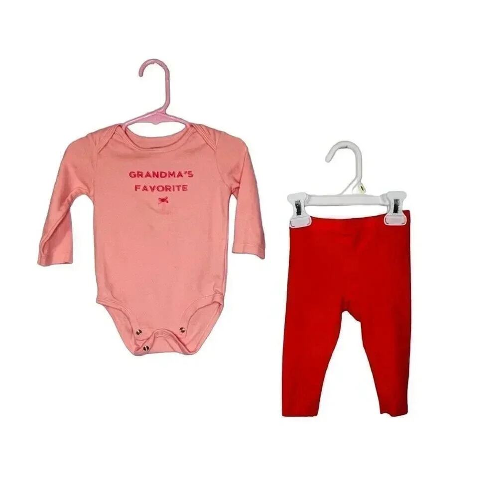Carter’s Baby Girl Grandma’s Favorite Bodysuit & Leggings Set Pink 12 Months